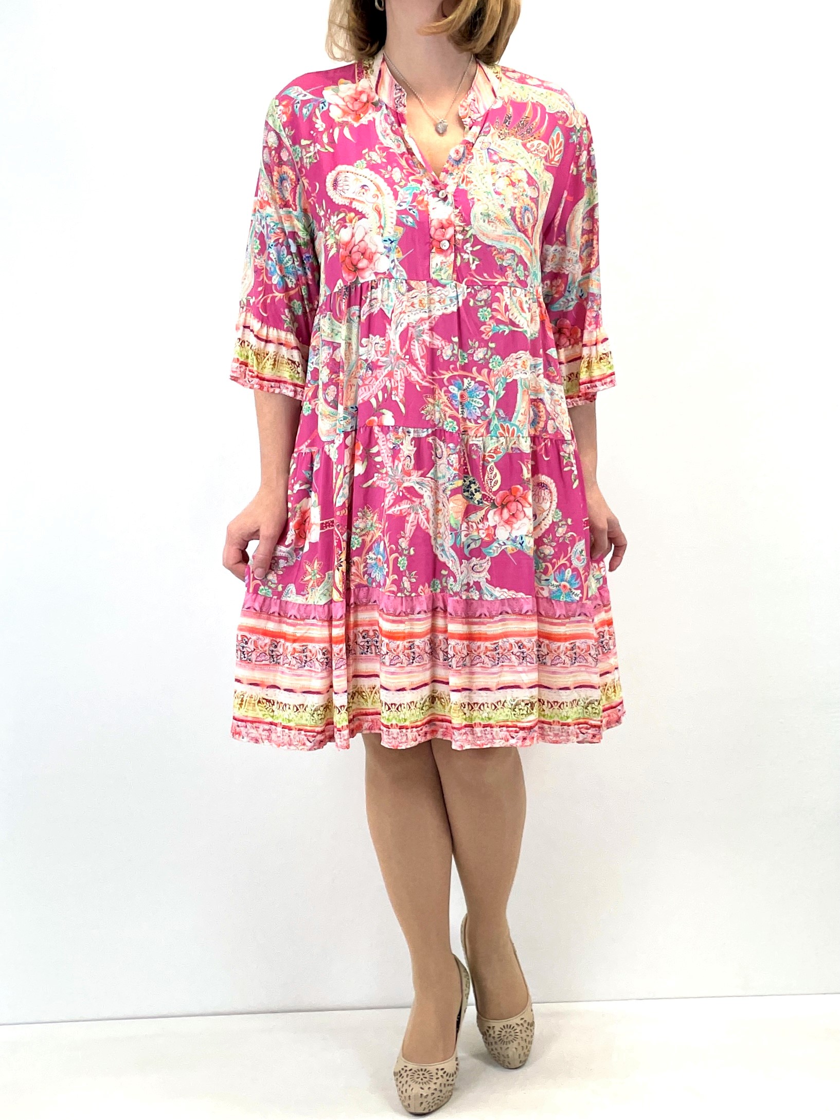 Boho-Kleid in Paisley und Blumen Muster 