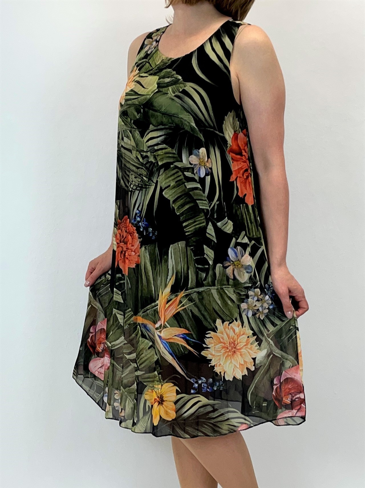 Plissiertes Kleid im floralem Muster