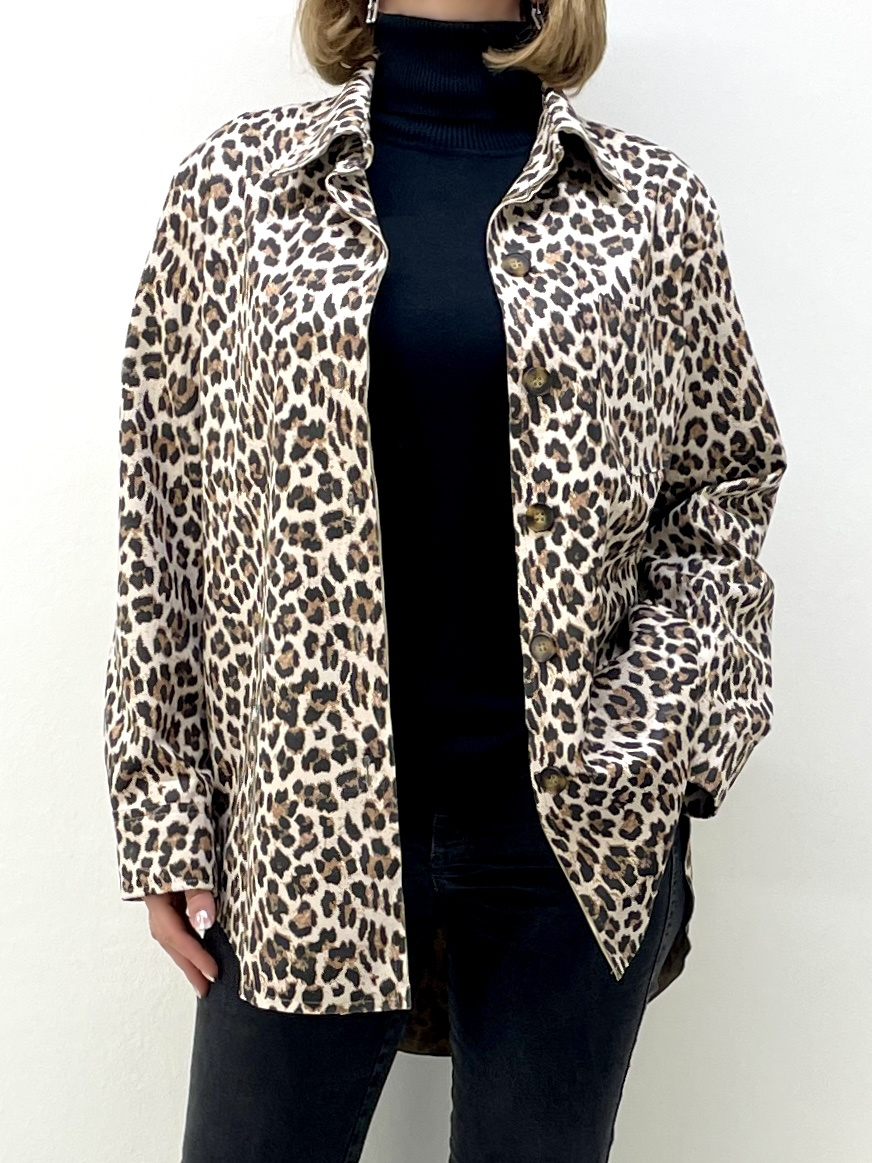 Softshell Blusenjacke in Leoparden-Print