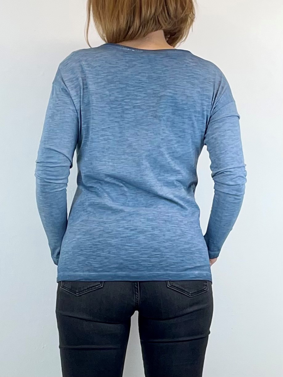 Longsleeve Sterne Blau-Meliert 